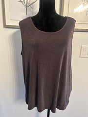 Brown Twinset Buttoned Tunic Top W/Tank Jersey Knit By UNITS Vintage Size 2X