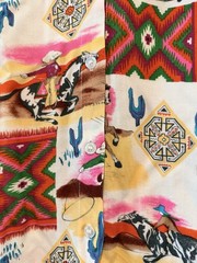 Vintage 80s Novelty Print Western Cowboy Southwest Rodeo Button Up Shirt
