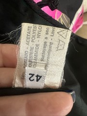 Leonard Of Paris Black Satin Pink Orchids Knee Length Tunic Coat Frog Closure 42