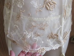 DELICATES IVORY BRIDAL HONEYMOON garters CORSET bra Embroidery Lace UW sz 36/M