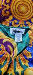 Vintage 1980s Winlar Baroque Short Sleeve Satin Kaftan House Dress One Size