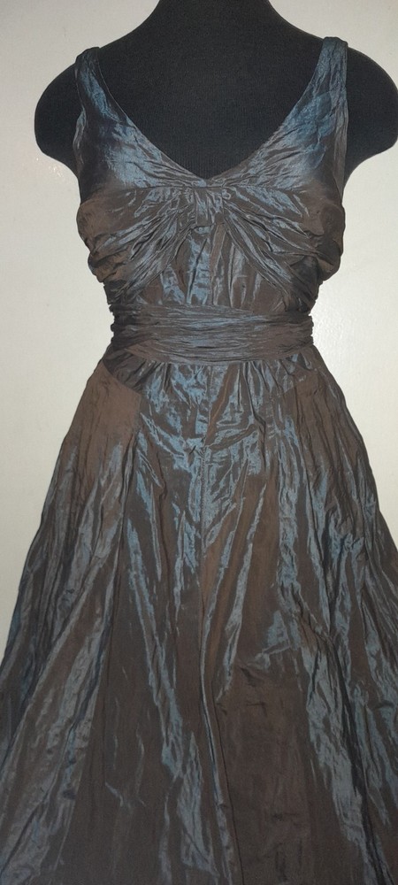 Vtg 90s Y2K Nicole Miller Irridescent Crushed Silk Taffeta Wrap Party Tie Dress