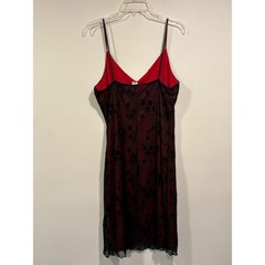 Chesley Red/Black Floral Slip Dress Women’s XL Vintage Y2K Evening Cocktail