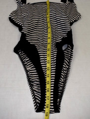 Vintage Swimsuit Electric Beach Jantzen Size S/M 80s Ribbed Striped High Cut