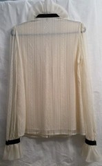 Vintage Escada Ivory Lace Tiered Ruffle Front Lond Sheer Sleeves Womens Size 36