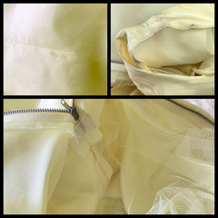 Vintage 50s Pastel Yellow Prom Dress Ball Gown XS Formal Cupcake Flaws 24″ Waist