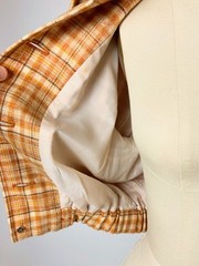 Vintage 1950s GOLD Plaid Wool Cropped Jacket Custom Made by Janet Stricker Lined