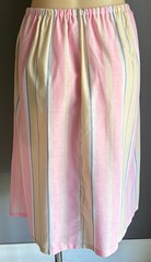 Vintage 1970 Skirt Elastic Waist Sze 16/18 Pastel Stripe Print Semi Sheer Fabric
