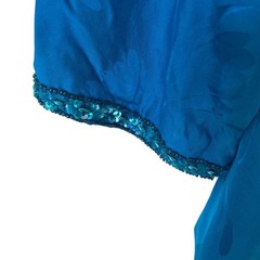 Vintage D’Ore Silk Sequin Beaded Women’s Blue Embellished Jacket size 14