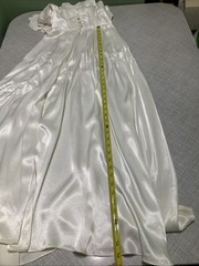 Vintage 70s White Satin Ruffle Halter Overdress TINY XXS Flaws DIY Project As-Is