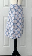 Vtg 70s Pink Skirt White Rope Print Polyester Back Zipper Size XS Waist 23.5”