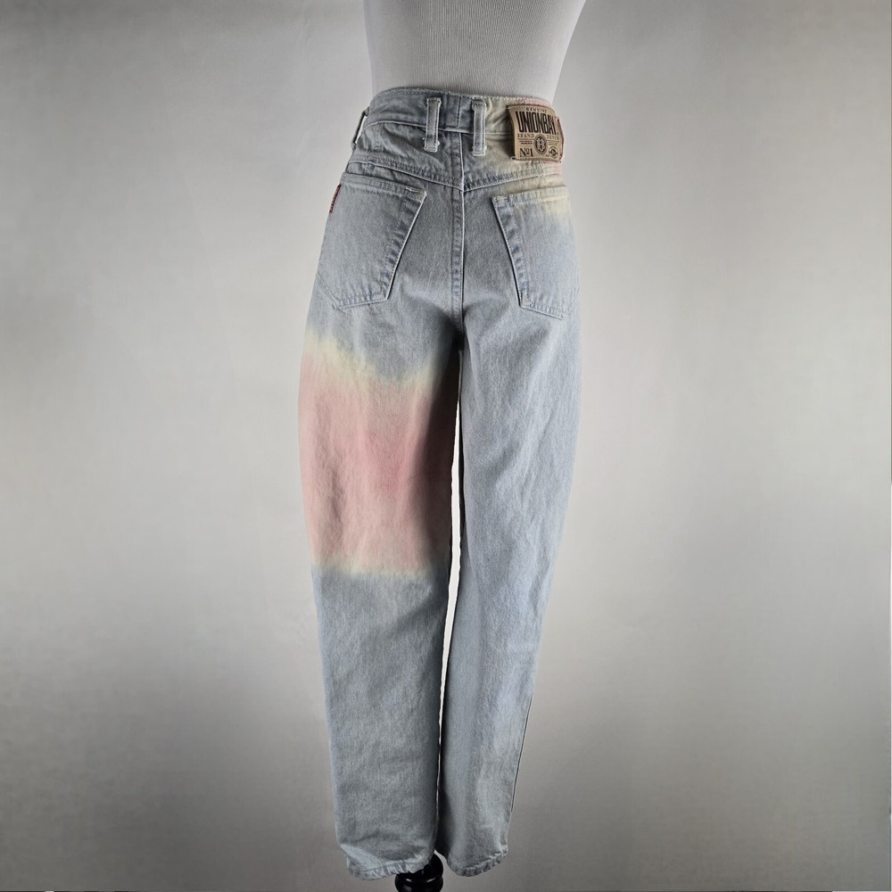 VINTAGE Union Bay Womens Size 5/6 Mom Jeans Ultra High Rise Tapered Tie Dye 90s
