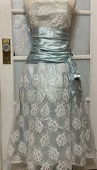 80’s Glenrob Party Dress Vintage 7/8 Mint Satin Lace 50’s Style