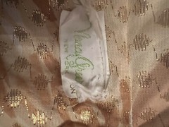 Vintage 70s Nancy Greer New York Metallic Print Party Dress Hostess Long Collar