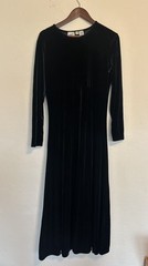 Vintage 90s Y2K Jaqueline Ferrar Black Velvet Maxi Dress 10 Fairy Grunge Goth