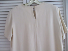 VINTAGE PATRICK COLLECTION BLOUSE TOP SHORT SLEEVE 100% SILK IVORY L NWOT