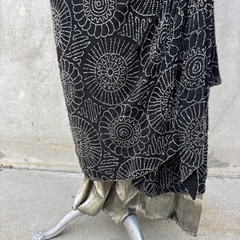 Antique 1920s Completely Beaded Flower Gown Silver Lamé Full Length Dress VTG