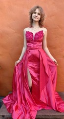 Vintage 1950s Style Evening Gown Dress Mermaid Train Bustle Formal Prom Party