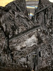 Vintage 1940s 50s Swakara Broadtail Karakul Astrakhan Fur Coat Silk Lined