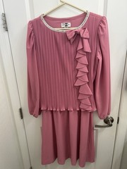 Vintage Pink Dress W/ Sequins Cocktail Evening Party Polyester Size 12