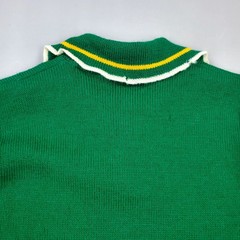 Vintage 1950s Varsity Cheer Sweater Womens USA Made Kelly Green Virgin Wool 60s
