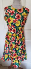 Vintage Bold Pansies Cotton Dress Liberty Circle Ruffled Hem B40 Size 18