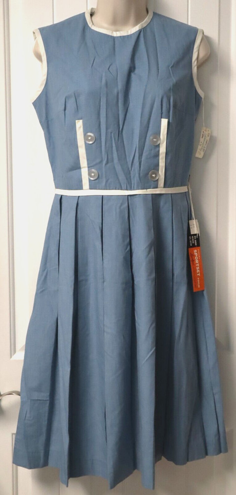 Vintage 1960s Workers Union COHAMA SPORTSET Poplin Sleeveless Dress 12 (NWT)
