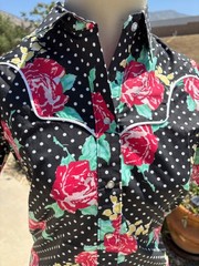Vintage 80s Rockmount Short sleeve Western Pearl Snap Poka Dot Rose USA XS/S