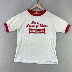 Vintage 60s 70s Little Debbie Snak Cakes Ringer Tee Womens Medium Retro Rare