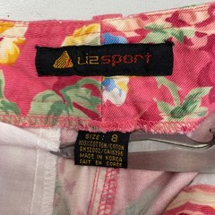 Vtg 90s Liz Claiborne Lizsport Floral Shorts Sz 8 Pink Rose High Waisted Pleated