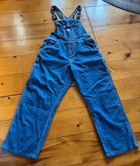 VINTAGE~OLD NAVY ~Carpenter Blue Cotton Denim Bib Overalls~Wide Leg~FARM CORE~XL