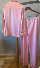 Vintage New Manning Silver Design Pink Pantsuit Size 12, see measurements