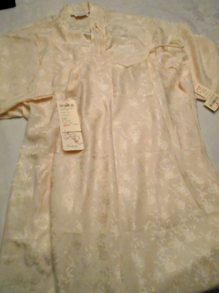 VINTAGE NWT Barbizon Ellie Set Ivory Med Nightie & Robe w/ Belt Polyester Lovely