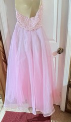 Vintage Alyce Designs Pink Chiffon Gown Beaded Halter Dress Prom Pageant Size 8