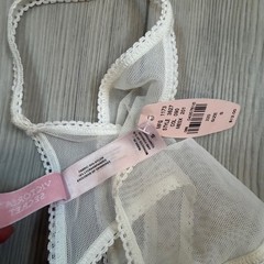 Vintage 2002 Victorias Secret Sheer Mesh V-String Thong White Y2K NWT Small