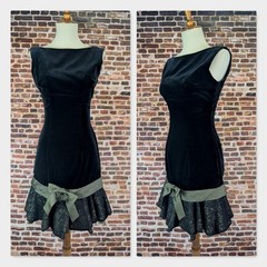 Vintage 60’s Little Black Velvet Dress 5 Junior Flounce Mermaid Short Wiggle