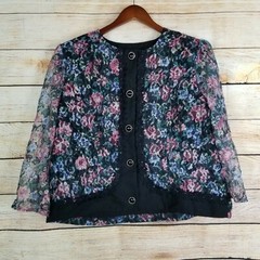 Vintage Risa Ann New York Jacket Size 18 WP Floral Lace Button Up Blazer Pads