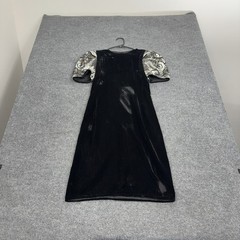 Vintage Carolina Herrera Dress Womens 6 Black Velvet Sequin Puff Sleeve Cocktail