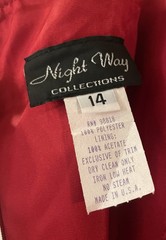VTG Night Way Nightway Coll. Red Maxi Formal Ball Dress Gown, Sz 14 READ