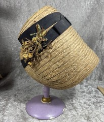 Rare! Antique c1850 Antebellum Woven Straw Child or Doll Poke Capote Hat Bonnet!