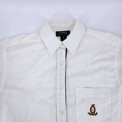 Lauren Ralph Lauren Vtg White Cotton Crest Shirt Size 10 Nautical Anchor EUC