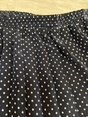 Leslie Fay Vintage 2- Piece Blouse Skirt Set Size 12P Stars Pleated Navy Blue