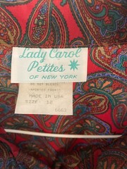 VTG Lady Carol Petites of New York Paisley Print Button Dress Elastic Waist Sz12