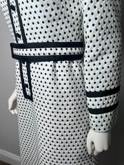 Vintage 1960s Custom Made Polka Dot Dress with Belt – Mod Jackie O Style