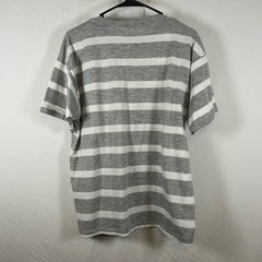 Vintage Favorites Striped T-Shirt Grey White Crewneck Short Sleeve Made in USA L