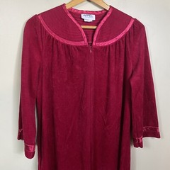 Vintage Appel Robe Red Zip Front Satin Velour Coat Bust 22.5 in
