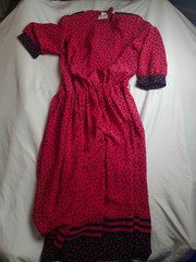 Vintage Toni Todd Maxi Dress Womens Size 14 Red Leaf Print Half Sleeves Boho