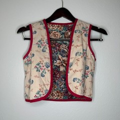 Vintage 70s Two Piece Cottage Floral Prairie Vest Dress Set | Size XXS/XS