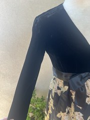 Vtg Glam Maxi Evening Dress Black Gold Velvet Brocade Chiffon 6 Sm Roger Milot