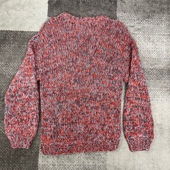 Vintage Mogar Italy Hand Knit Mohair Wool Cable Sweater Red Orange Womens M